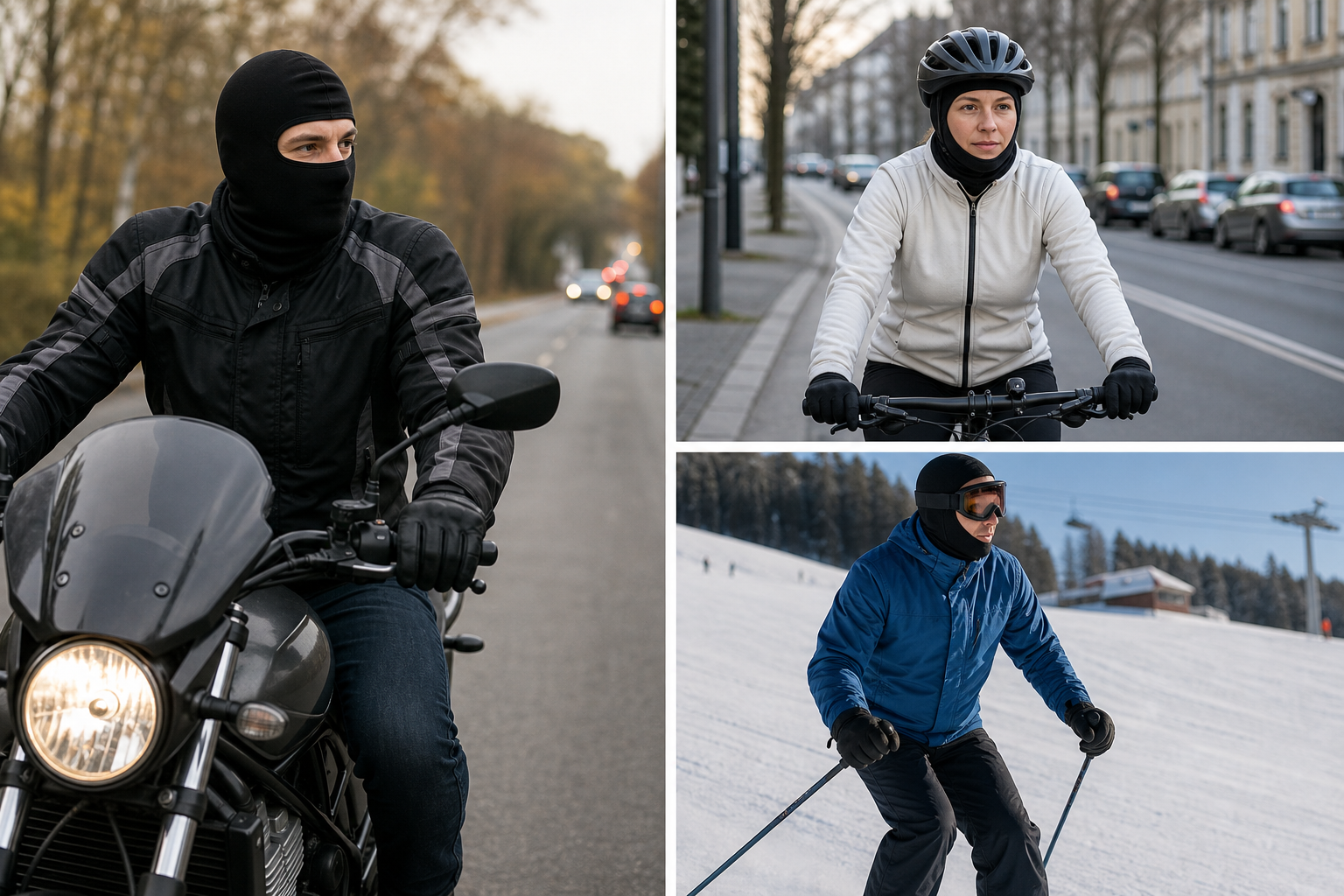 Sturmhauben bei Motorradfahren, Radfahren und Wintersport